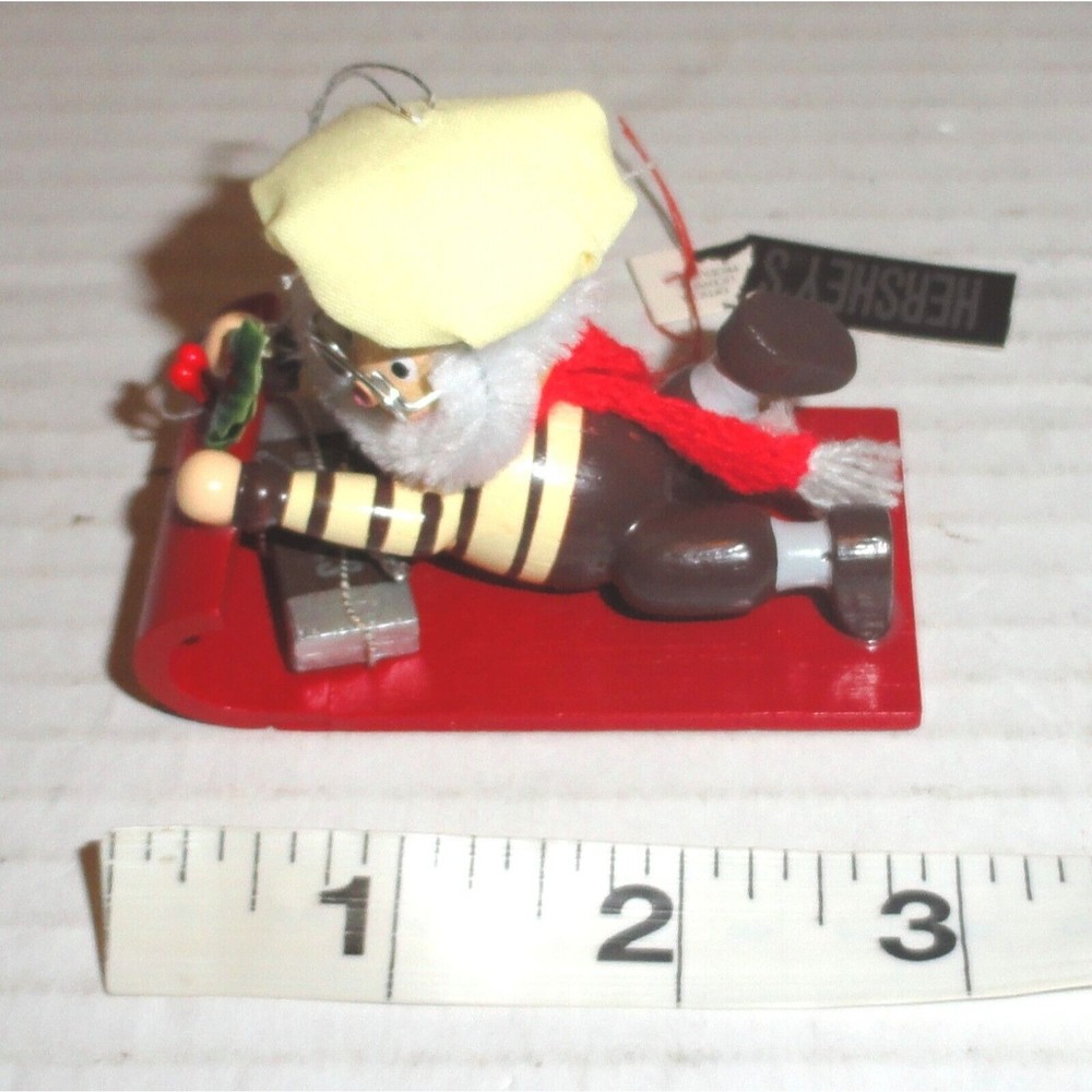Kurt Adler Hershey's Elf On The Sled 3" Wooden Christmas Ornament (1992)